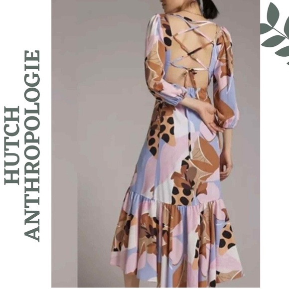 HUTCH for Anthropologie Open-Back Wrap Maxi Dress High Low Pink Blue – Size 2X - Picture 2 of 13